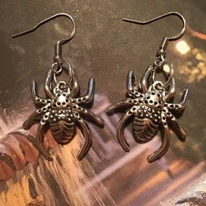 925 silver spider earrings Halloween orb weaver